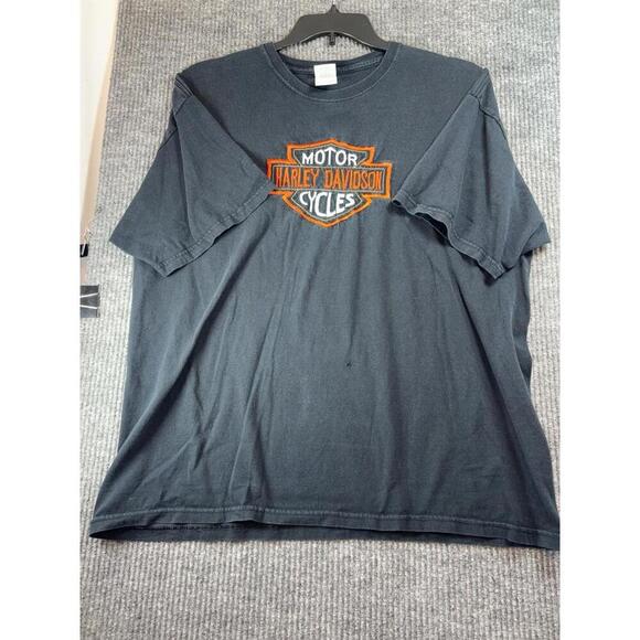 Harley Davidson Cycles T Shirt Mens XL Black Embroidered Front Logo 2000s - Picture 2 of 10